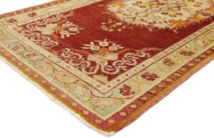 Vintage Turkish Oushak Rug with French Rococo Style, Kitchen, Foyer or Entry Rug