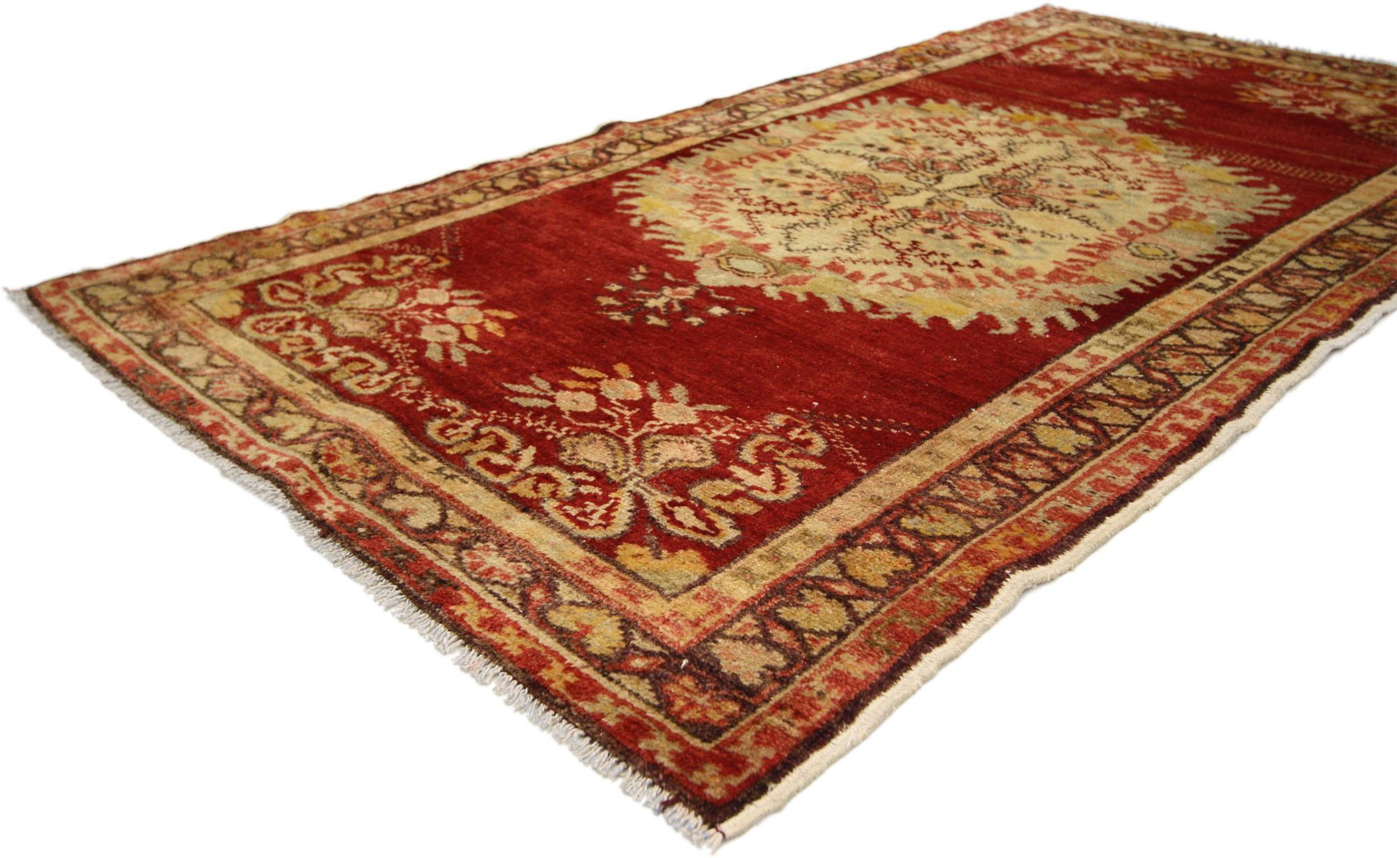 20th Century Vintage Turkish Oushak Rug with French Rococo Style, Kitchen, Foyer or Entry Rug For Sale