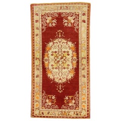 Tapis turc Oushak vintage de style rococo français avec cuisine, foyer ou entrée