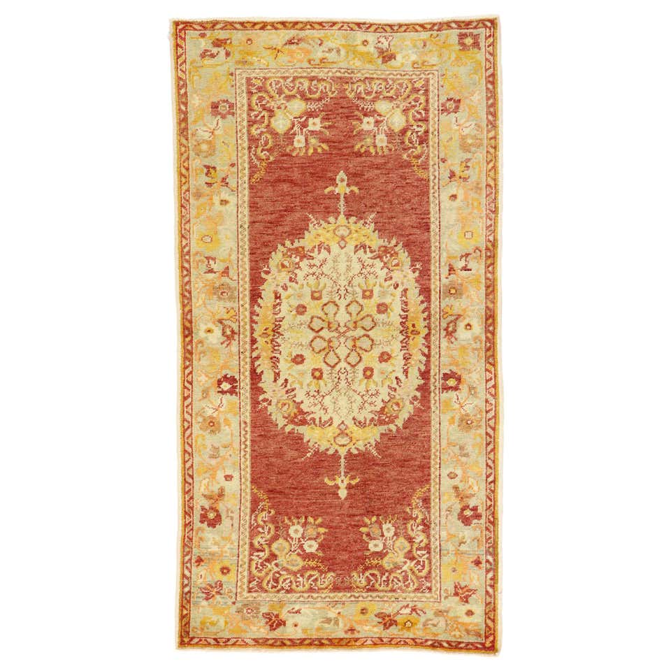 Vintage Turkish Oushak Rug with French Rococo Style, Kitchen, Foyer or ...