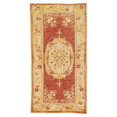 Tapis turc Oushak vintage de style rococo français avec cuisine, foyer ou entrée