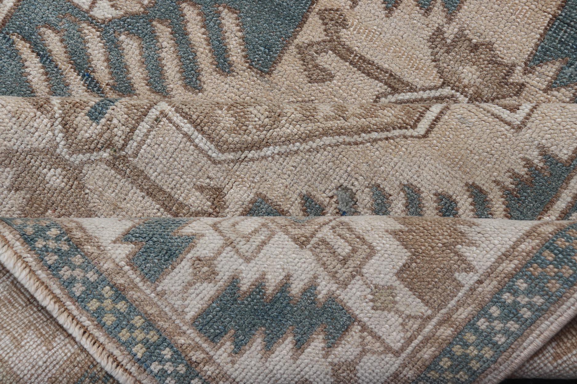 Lana Tappeto Oushak turco vintage con medaglioni geometrici 3'10
