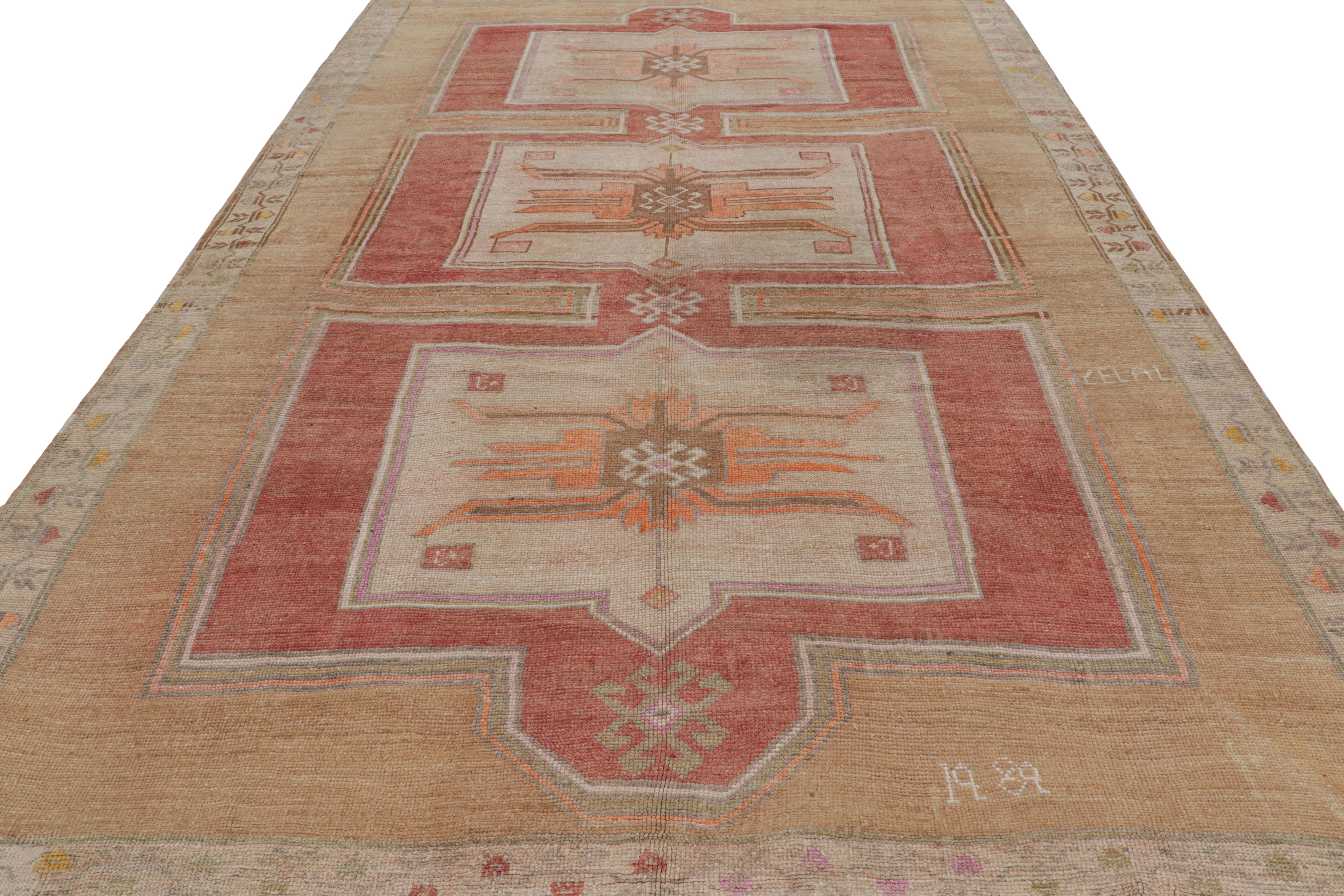 Mid-20th Century Vintage Turkish Oushak Rug with Geometric Medallions, from Rug & Kilim For Sale