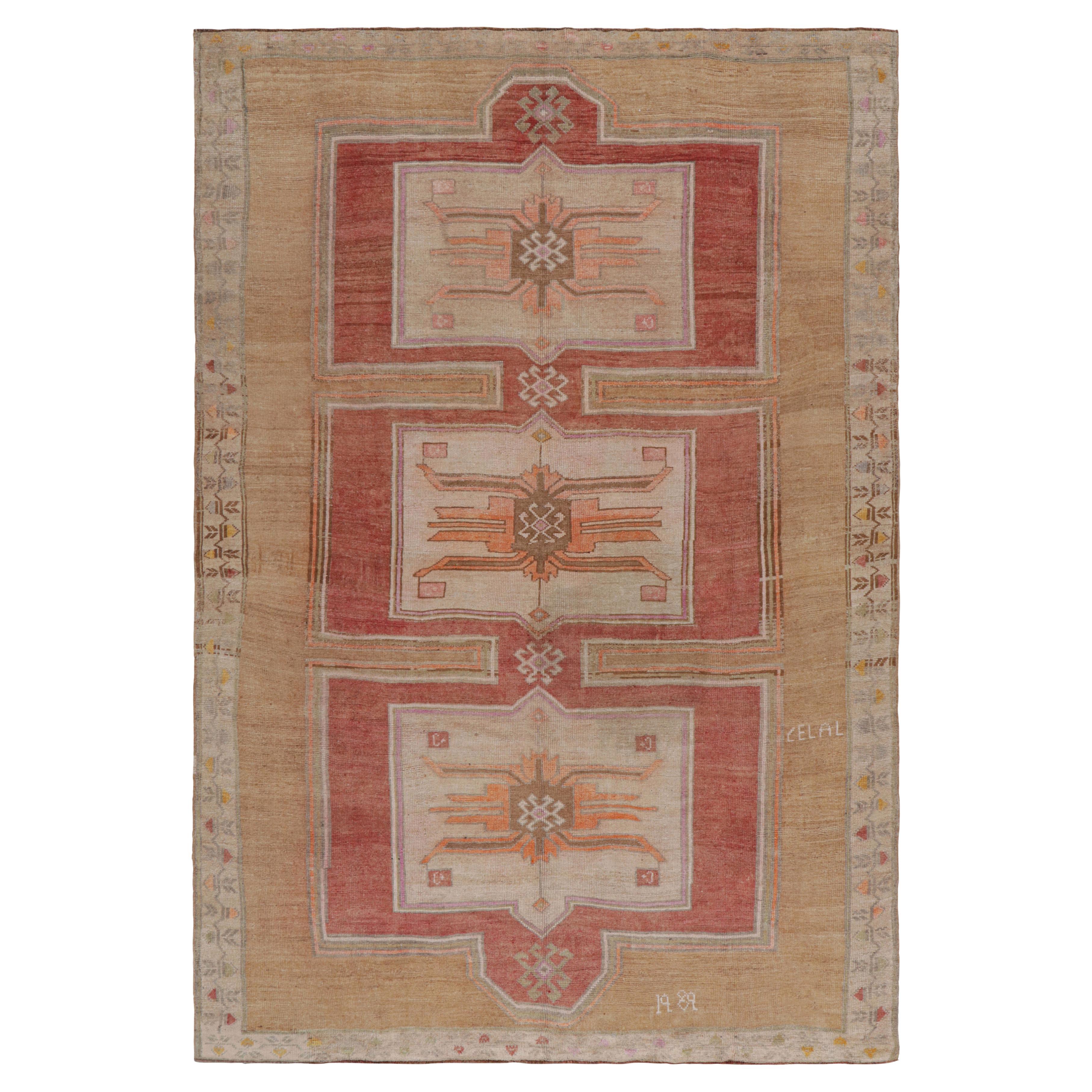 Vintage Turkish Oushak Rug with Geometric Medallions, from Rug & Kilim For Sale