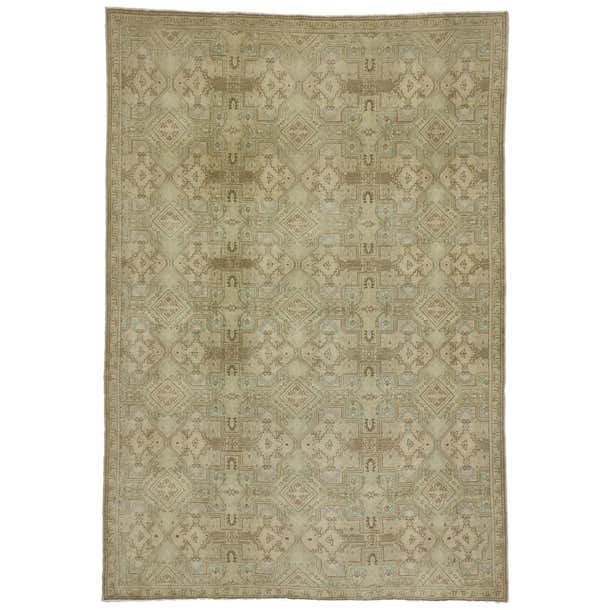 Elizabethan Rug Vintage Turkish Oushak Rug with Islamic Geometric Pattern and ...