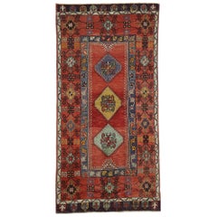 Vintage Turkish Oushak Rug with Jacobean Style and Tribal Design