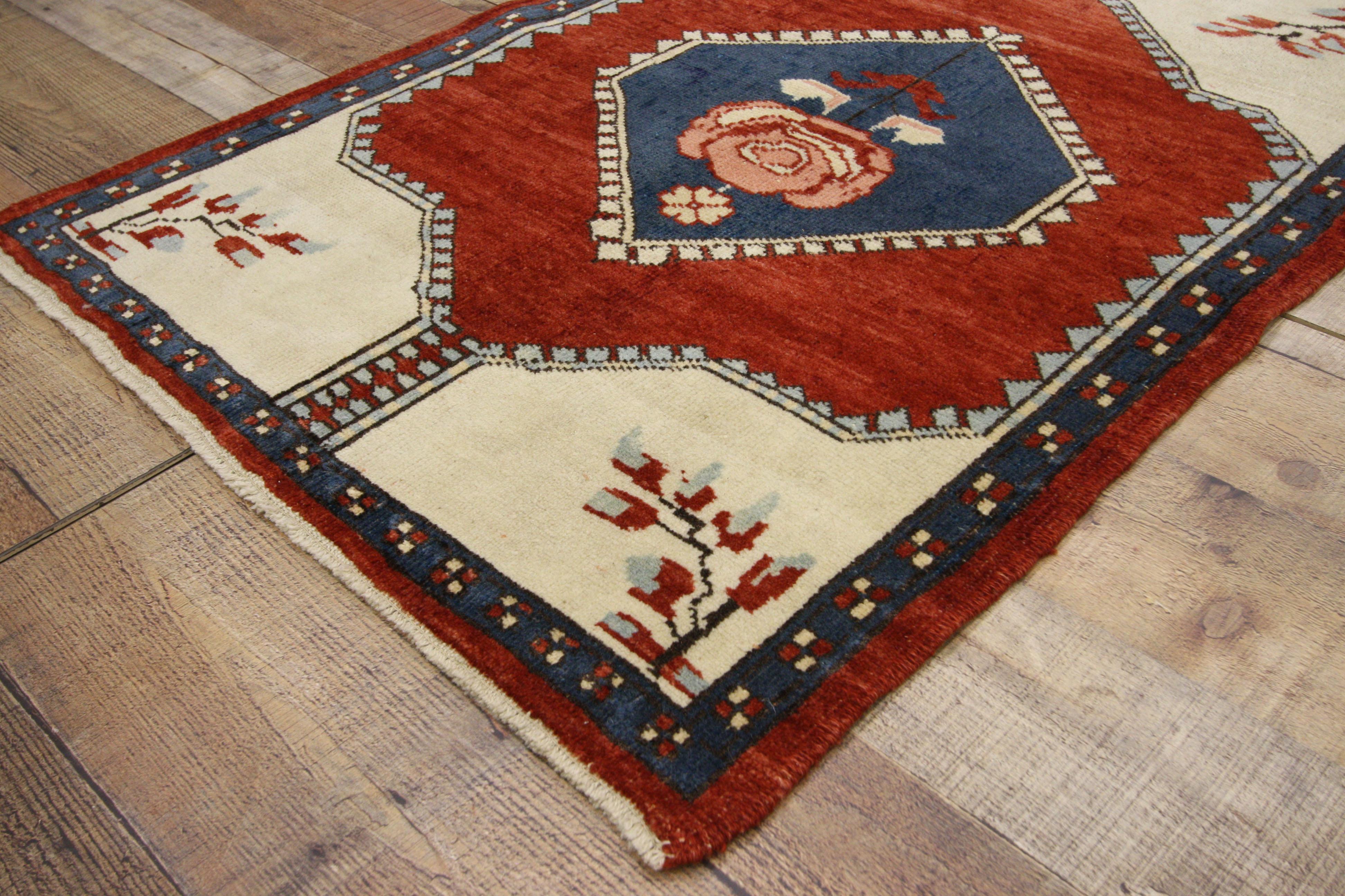 20th Century Vintage Turkish Oushak Rug with Jacobean Style For Sale