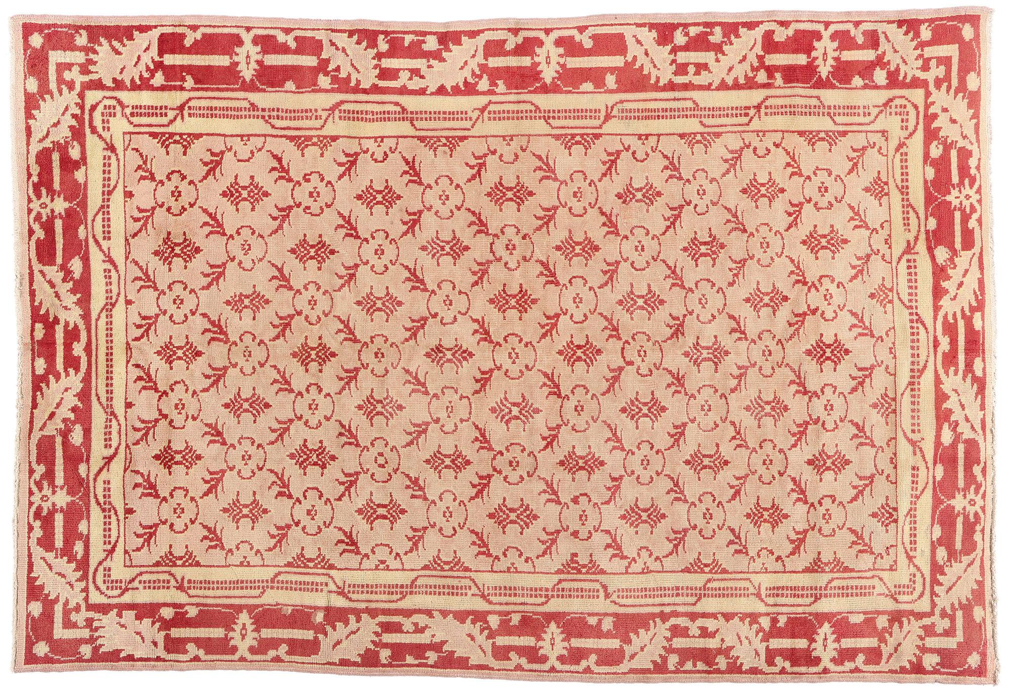 1910's Pink Turkish Oushak Carpet with Modern Style For Sale 5