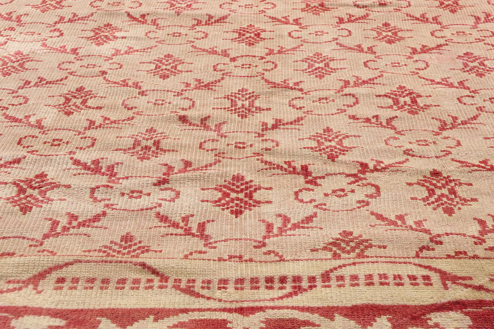 20th Century 1910's Pink Turkish Oushak Carpet with Modern Style For Sale