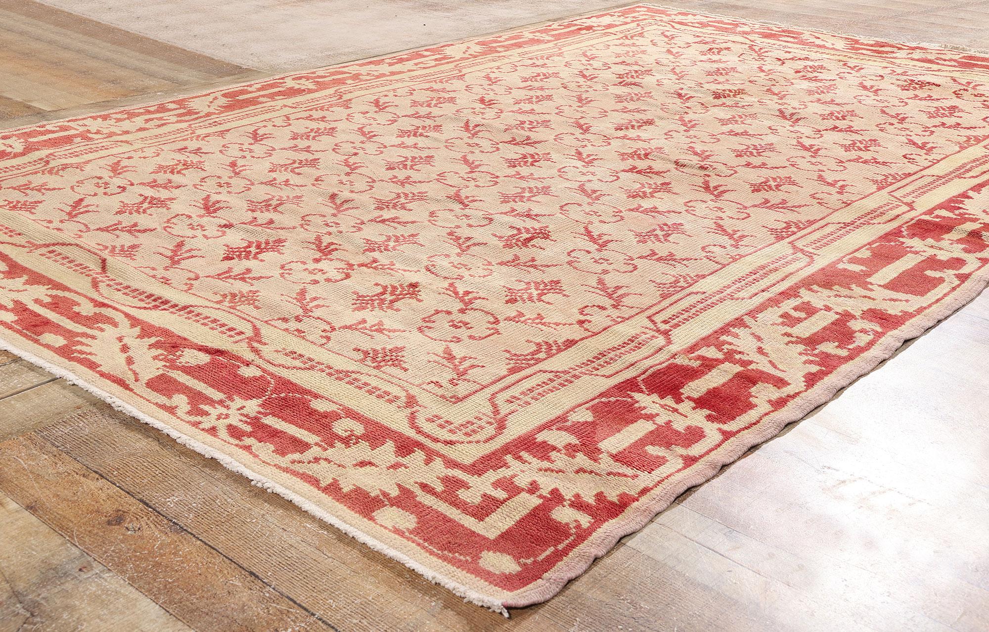 1910's Pink Turkish Oushak Carpet with Modern Style For Sale 2