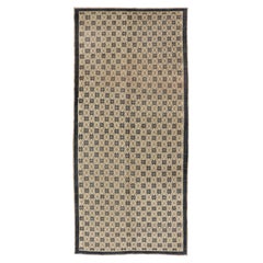 Tapis Oushak turc vintage avec treillis et formes de poinsettias 4'4 X 9'9