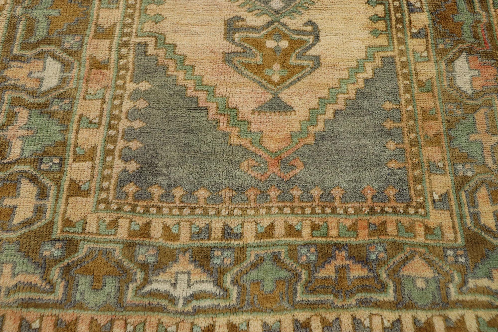 20th Century Vintage Turkish Oushak Rug with Mid-Century Modern Belgian Style For Sale