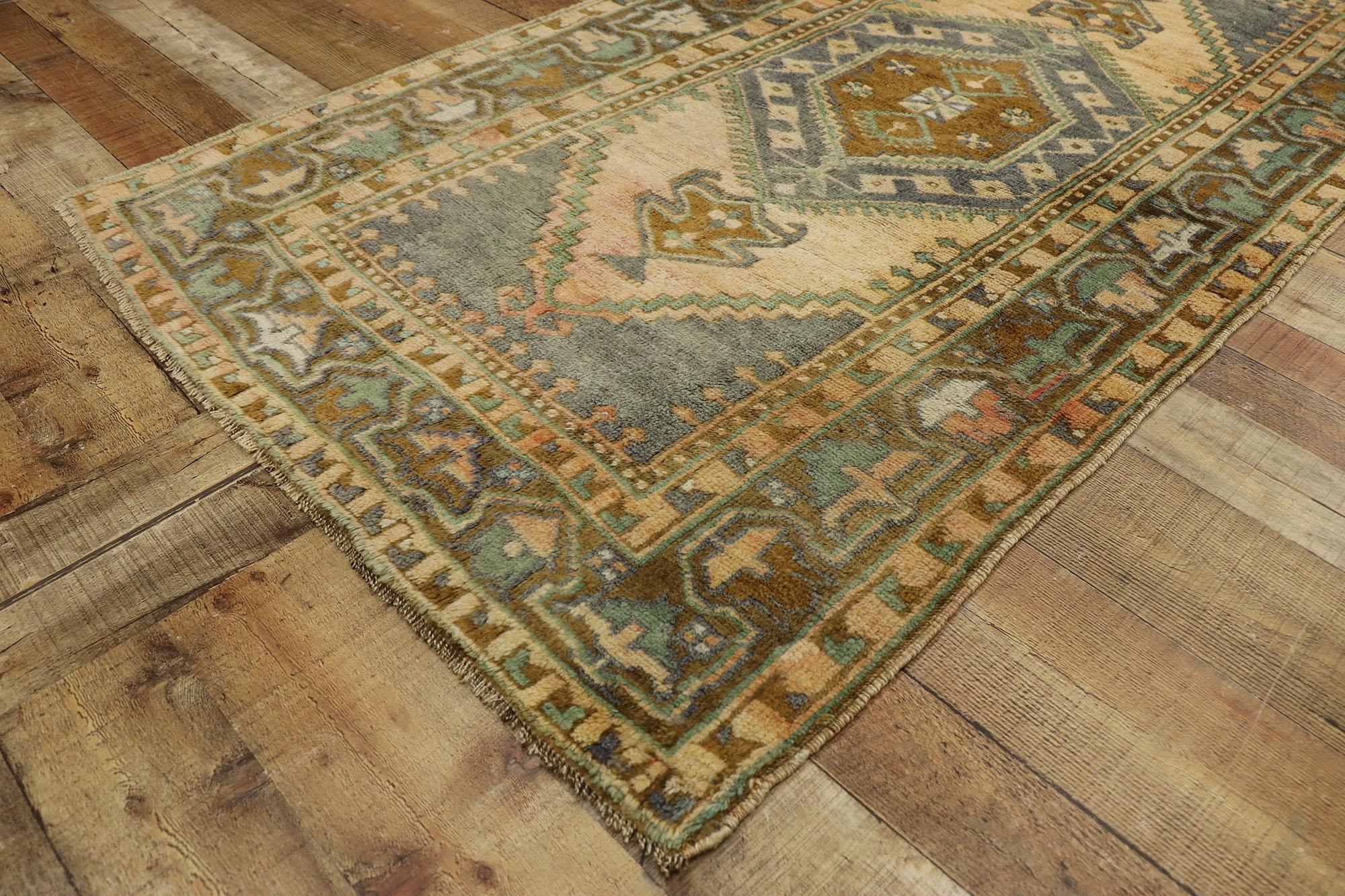 Vintage Turkish Oushak Rug with Mid-Century Modern Belgian Style For Sale 1