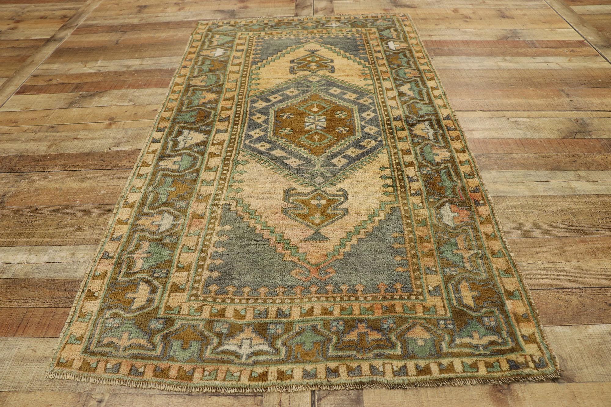 Vintage Turkish Oushak Rug with Mid-Century Modern Belgian Style For Sale 2