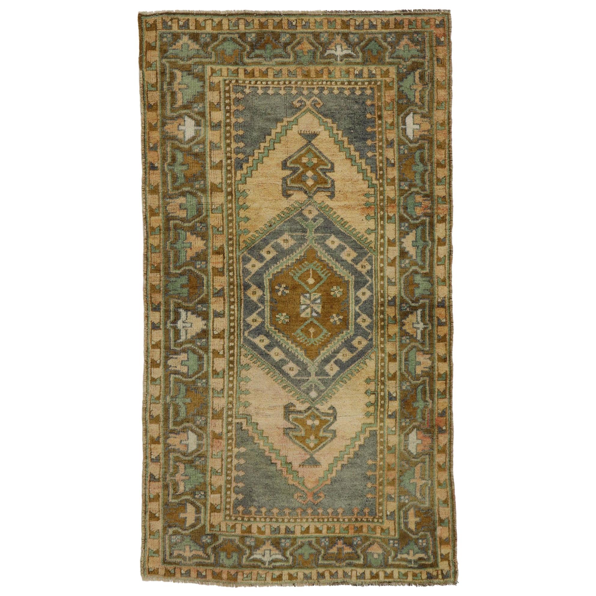 Vintage Turkish Oushak Rug with Mid-Century Modern Belgian Style