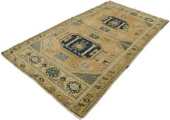 Vintage Turkish Oushak Rug with Mid-Century Modern Tribal Style