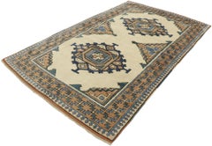 Vintage Türkisch Oushak Teppich mit Mid-Century Modern Tribal Stil