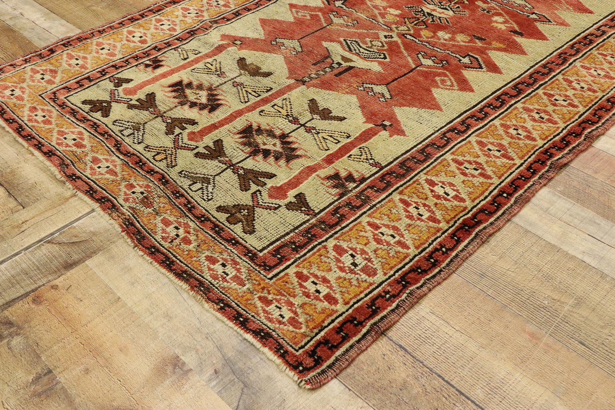 Vintage Turkish Oushak Rug with Mid-Century Modern Tribal Style For Sale 1
