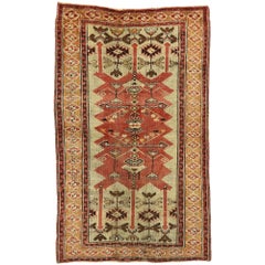 Vintage Turkish Oushak Rug with Mid-Century Modern Tribal Style