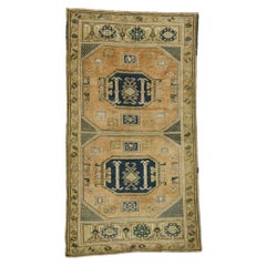 Vintage Turkish Oushak Rug with Mid-Century Modern Tribal Style