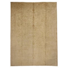 Antique Turkish Oushak Rug with Minimalist Appeal in Soft Muted Colors