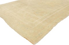 Vintage Turkish Oushak Rug with Minimalist French Country Cottage Style