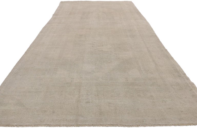 Vintage Turkish Oushak Rug with Mission Style, Wide Hallway Runner For ...