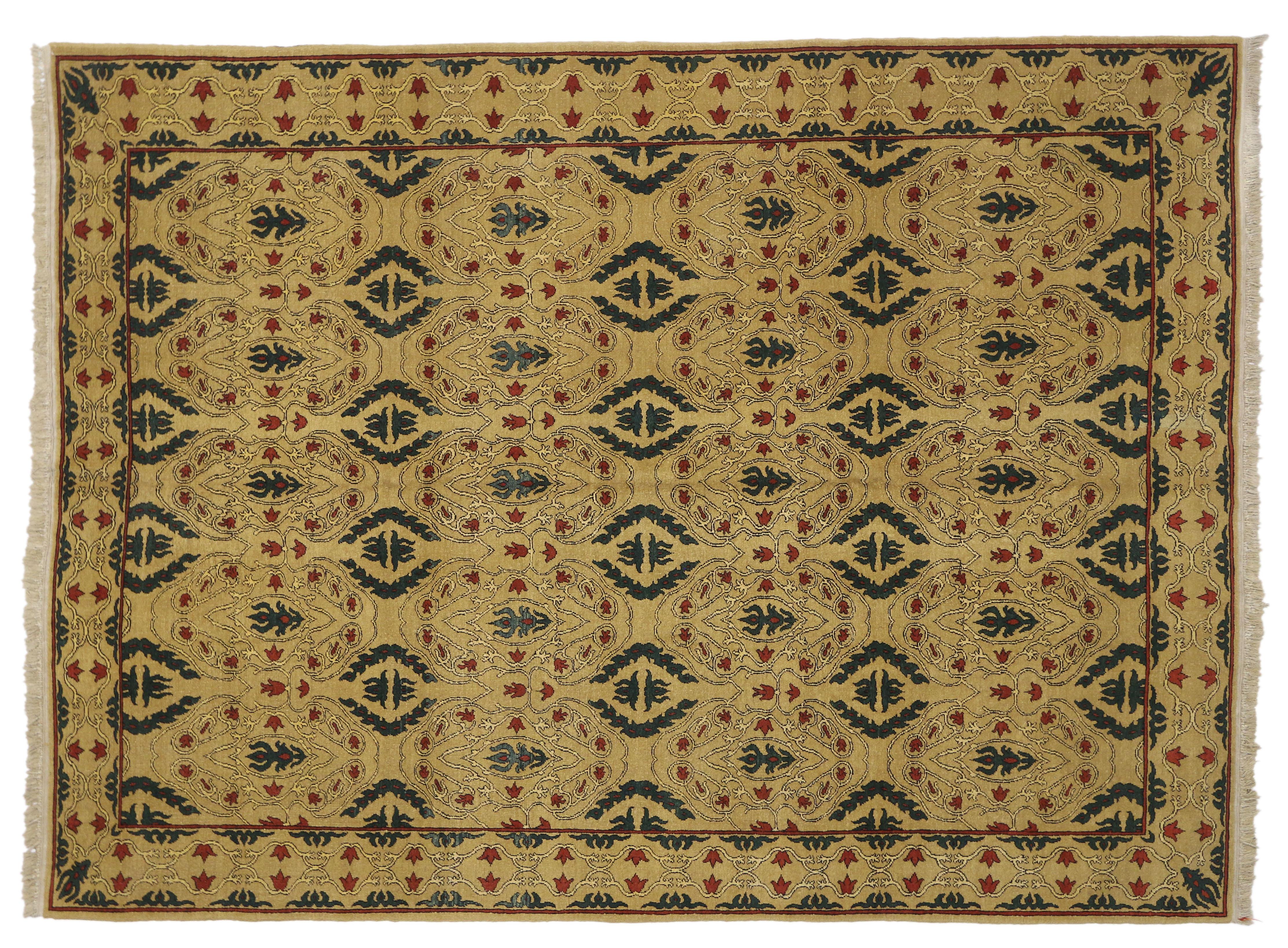 Vintage Turkish Oushak Rug with Modern Baroque Style In Good Condition For Sale In Dallas, TX