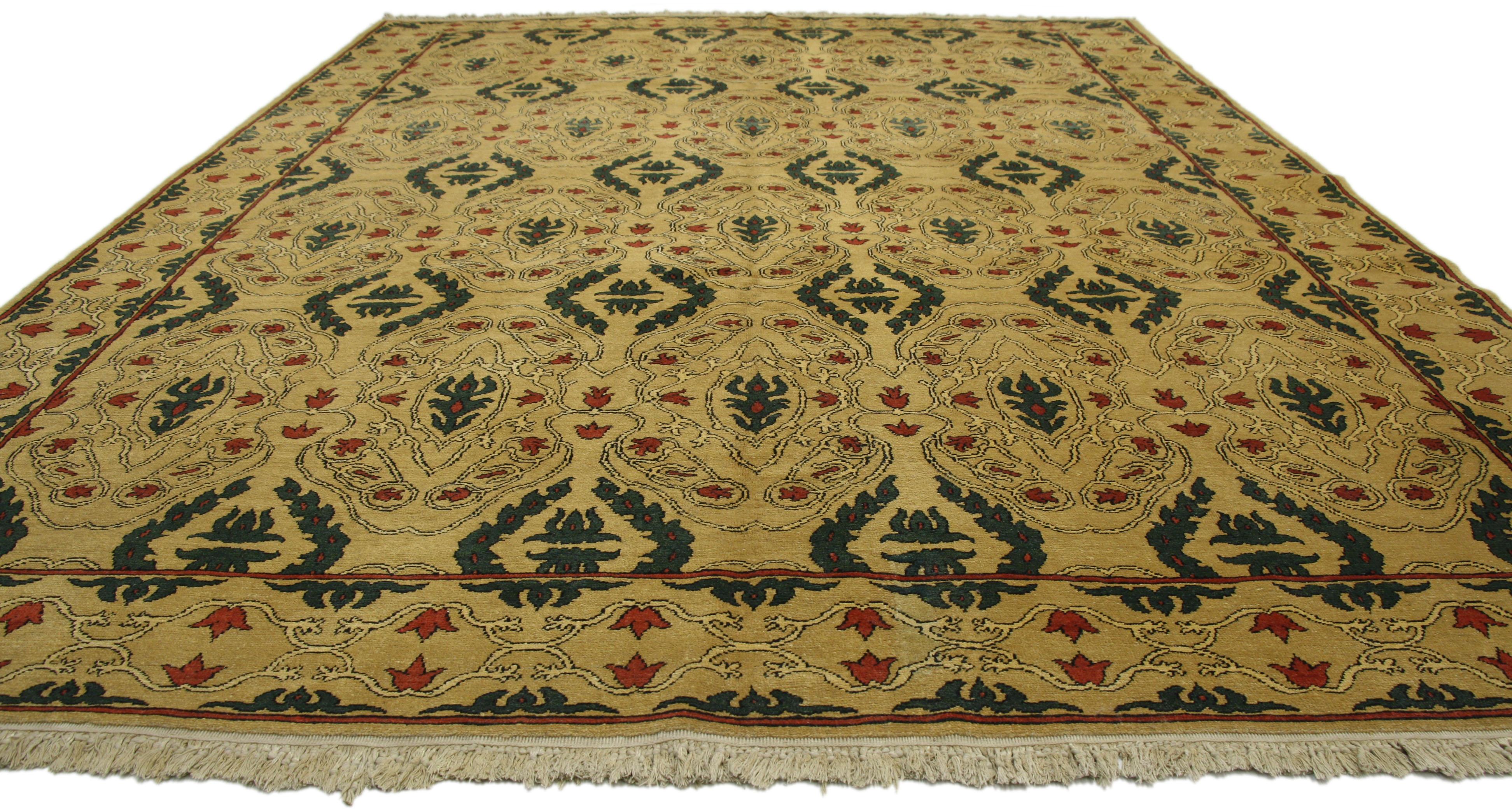20th Century Vintage Turkish Oushak Rug with Modern Baroque Style For Sale