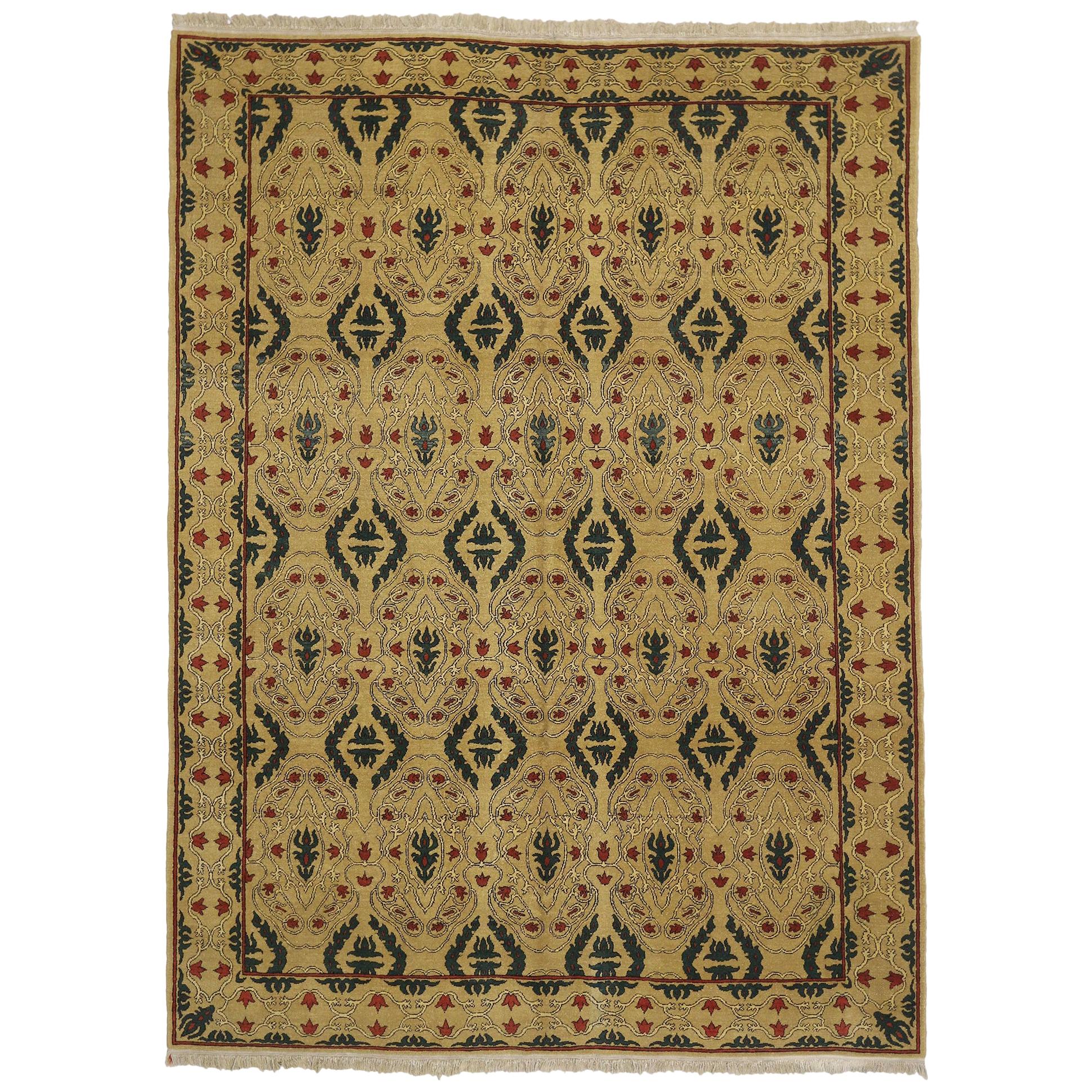 Vintage Turkish Oushak Rug with Modern Baroque Style For Sale