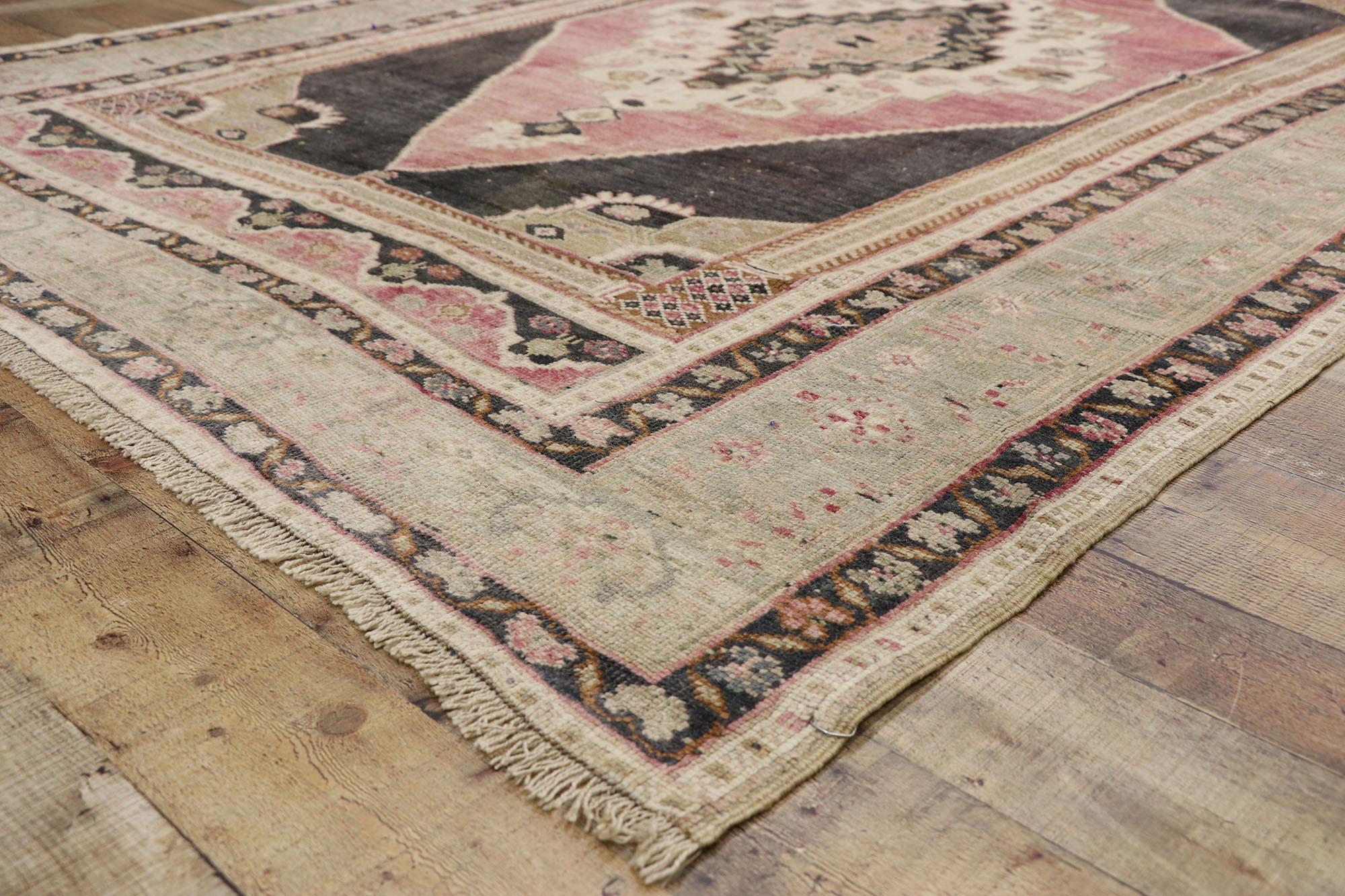 20th Century Vintage Turkish Oushak Rug with Modern Industrial and Amish Style