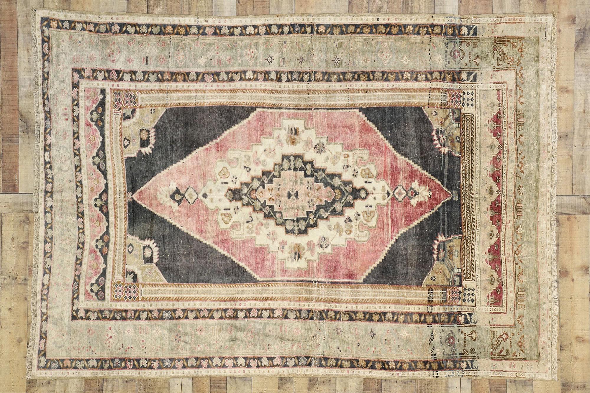 Vintage Turkish Oushak Rug with Modern Industrial and Amish Style 1