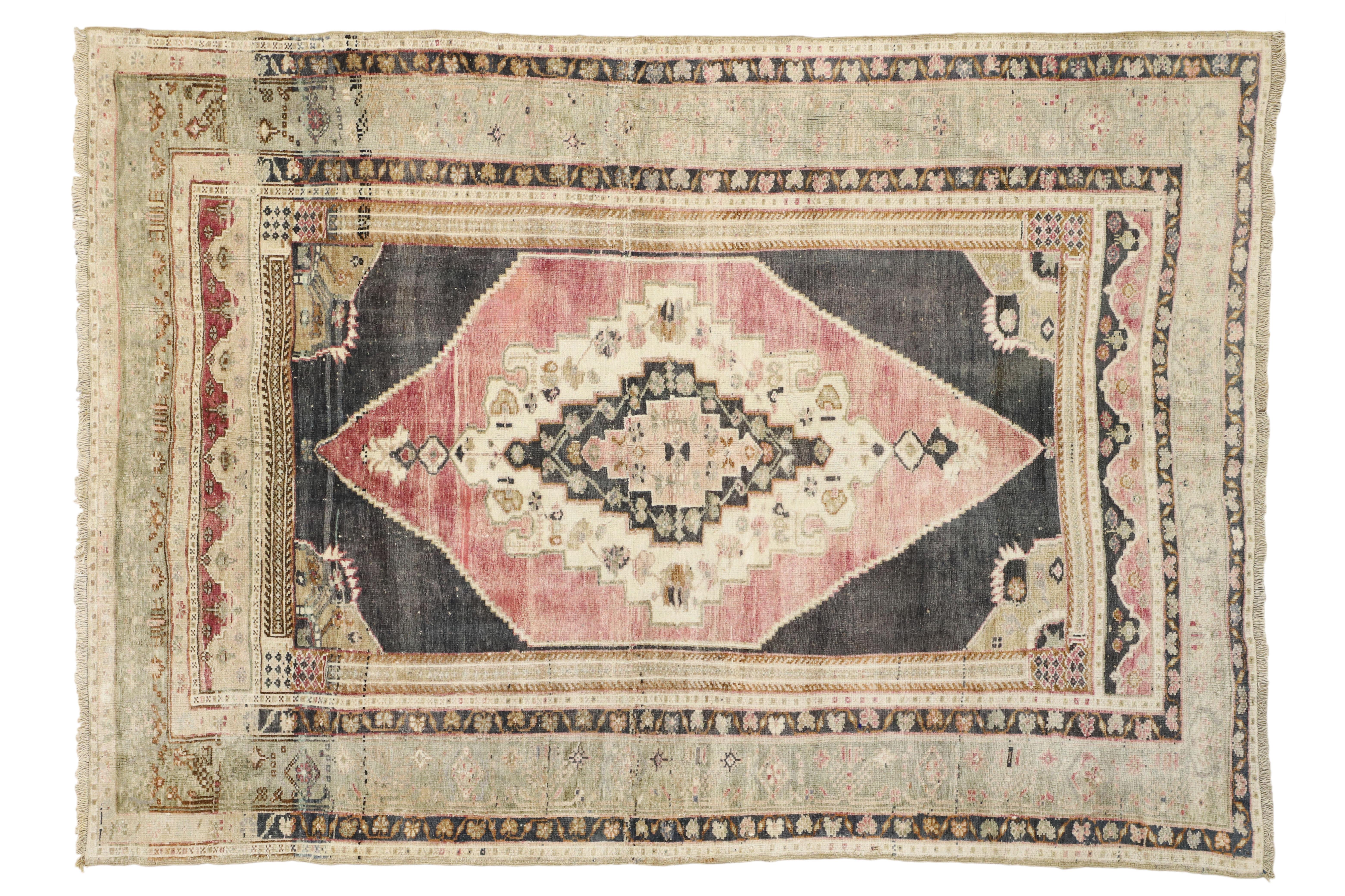 Vintage Turkish Oushak Rug with Modern Industrial and Amish Style 2