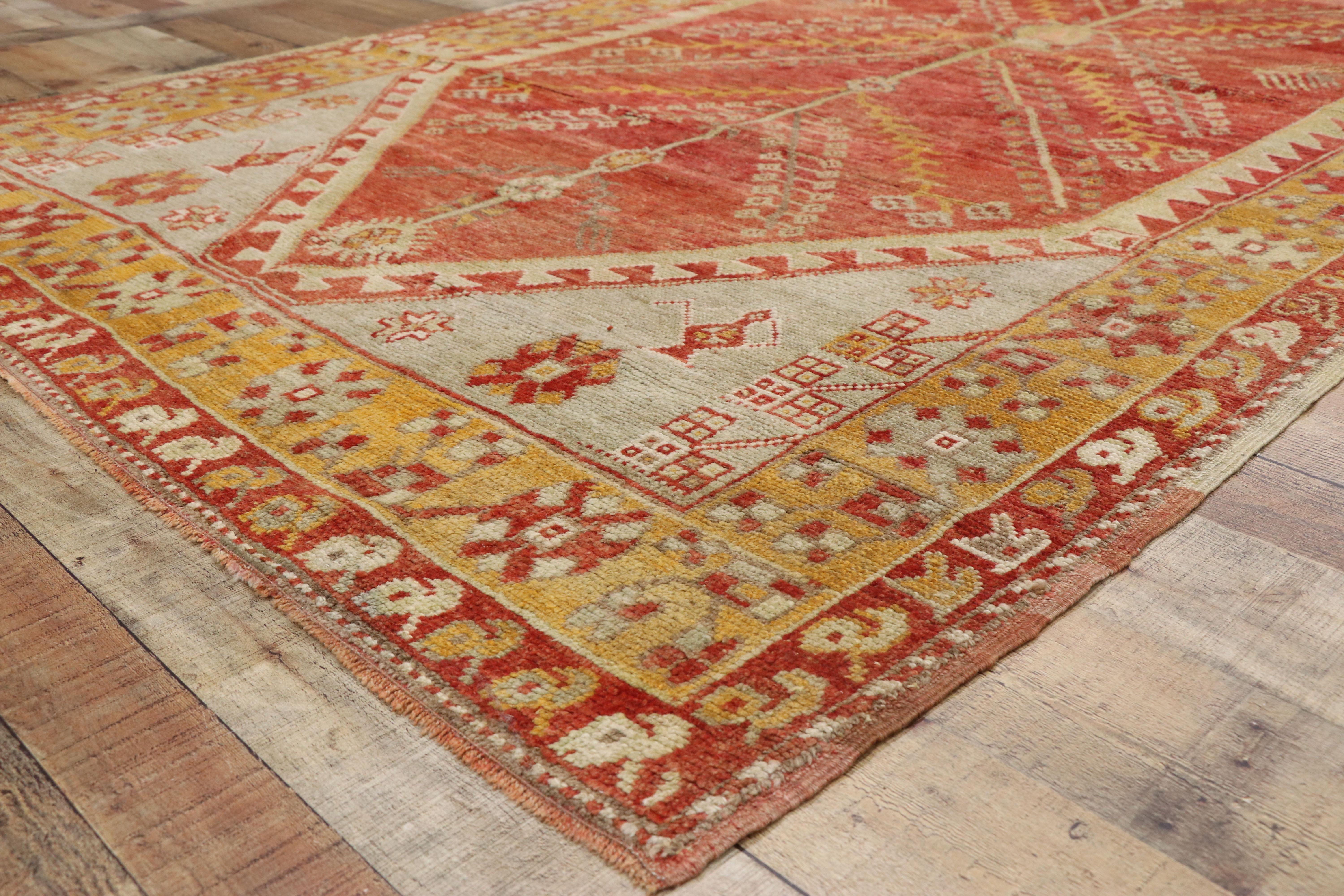 Wool Vintage Turkish Oushak Rug with Modern Northwestern Style For Sale