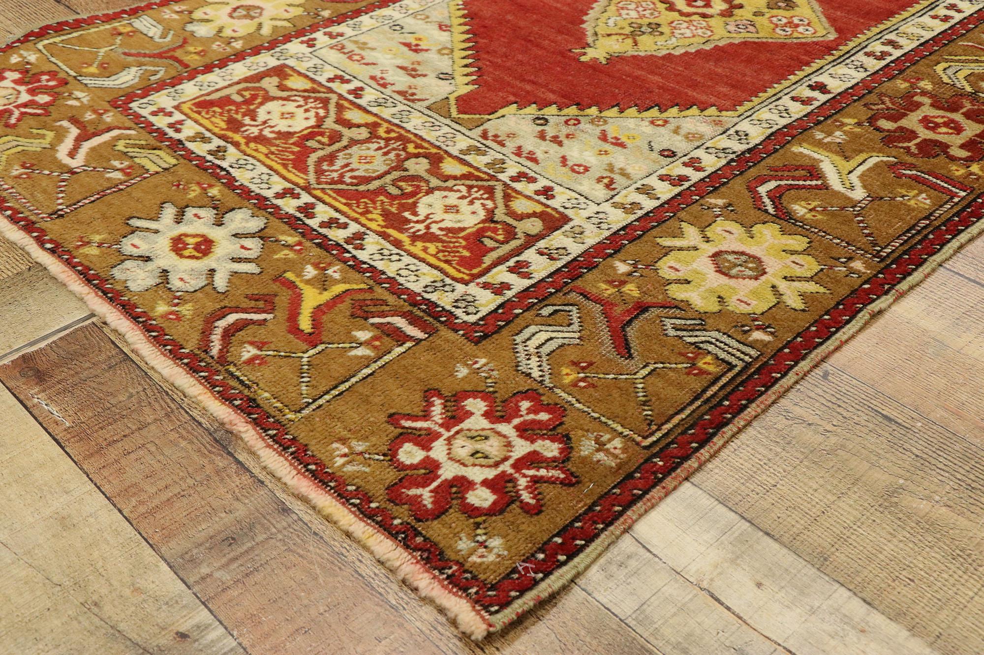 Wool Vintage Turkish Oushak Rug with Modern Northwestern Style For Sale