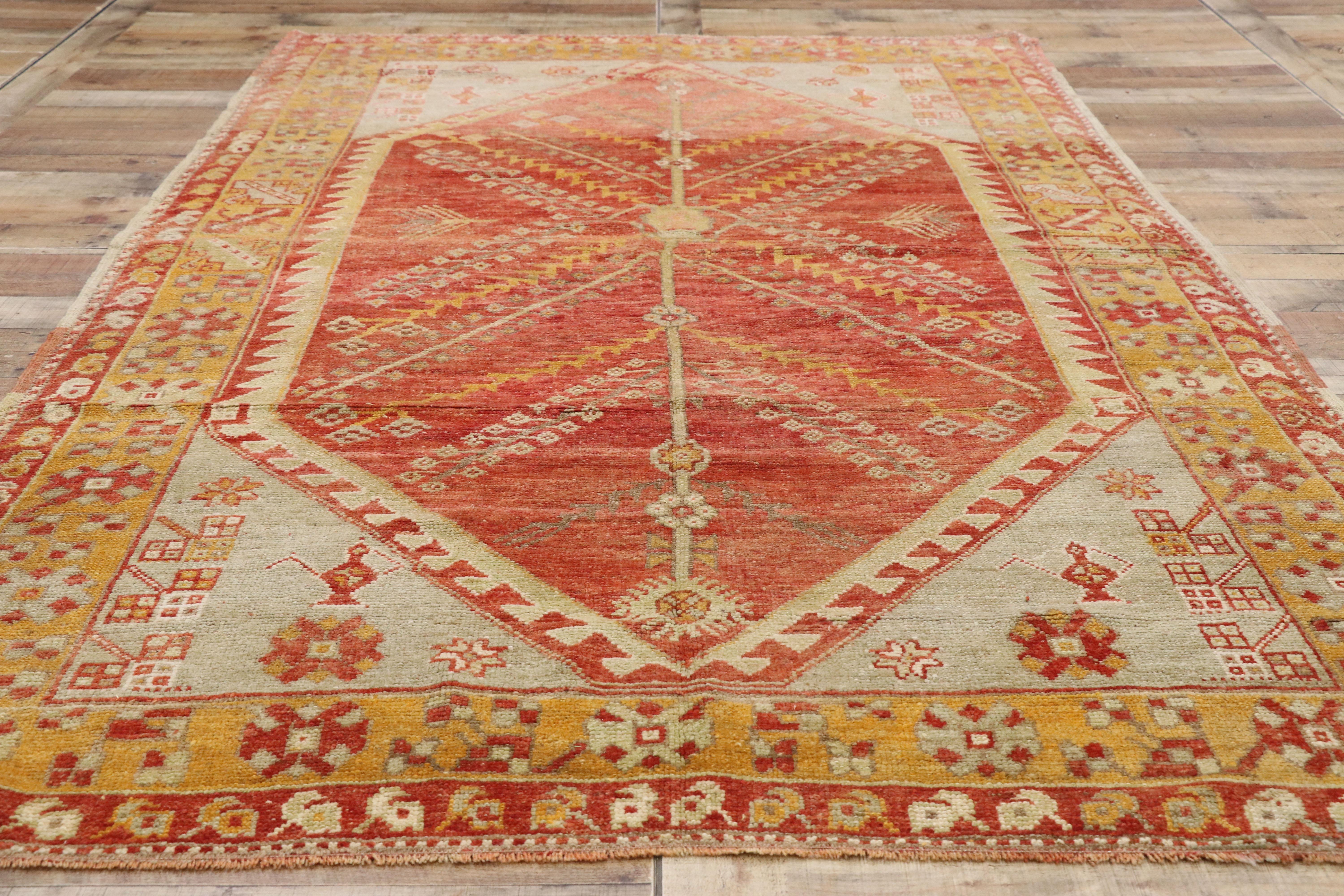 Lana Tappeto turco vintage Oushak con stile moderno nord-occidentale in vendita