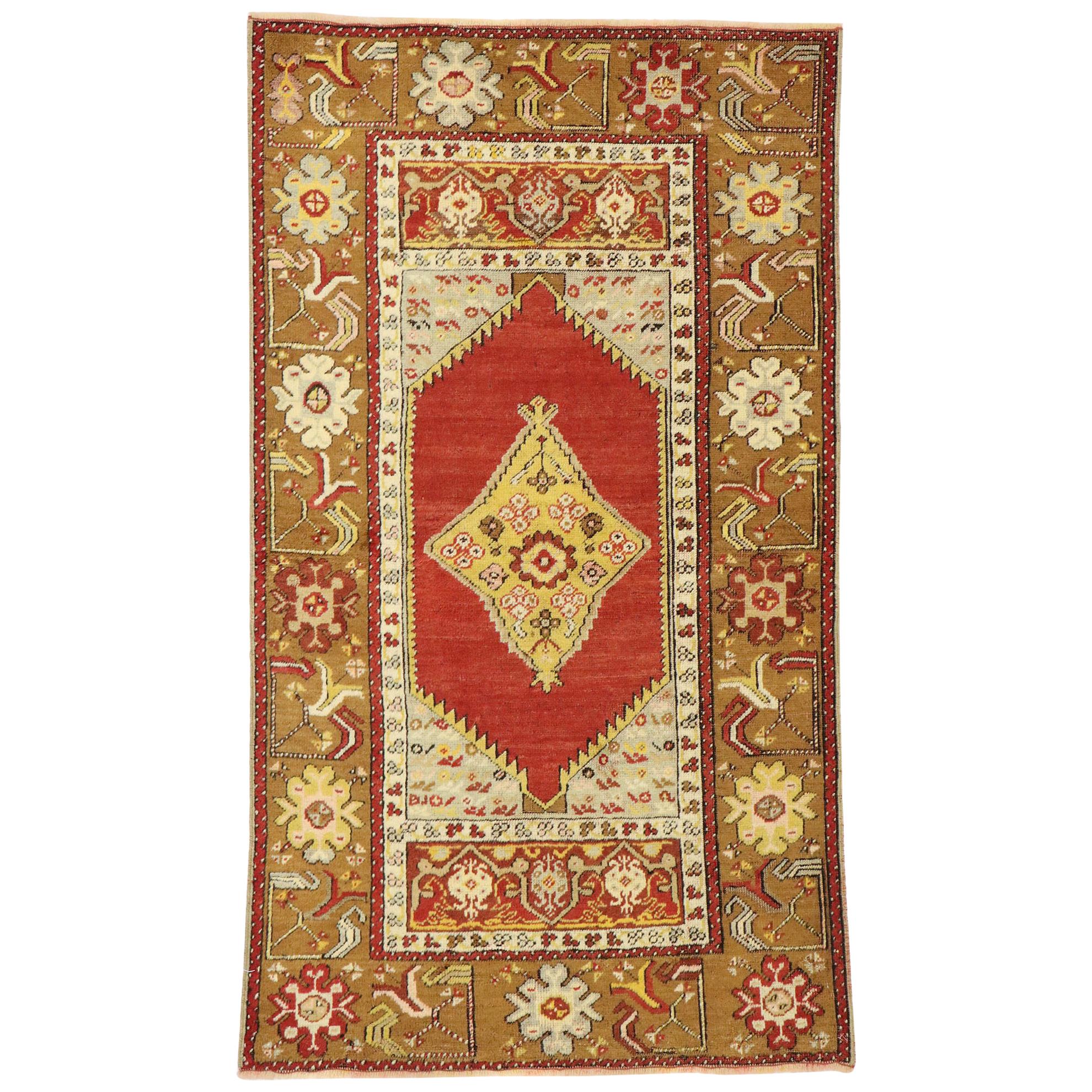 Vintage Turkish Oushak Rug with Modern Northwestern Style For Sale