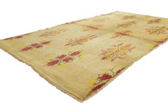 Vintage Turkish Oushak Rug with Modern Rustic and Biophilic Prairie Style