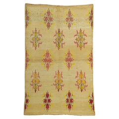 Retro Turkish Oushak Rug with Modern Rustic and Biophilic Prairie Style