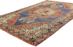Vintage Blue Turkish Oushak Carpet