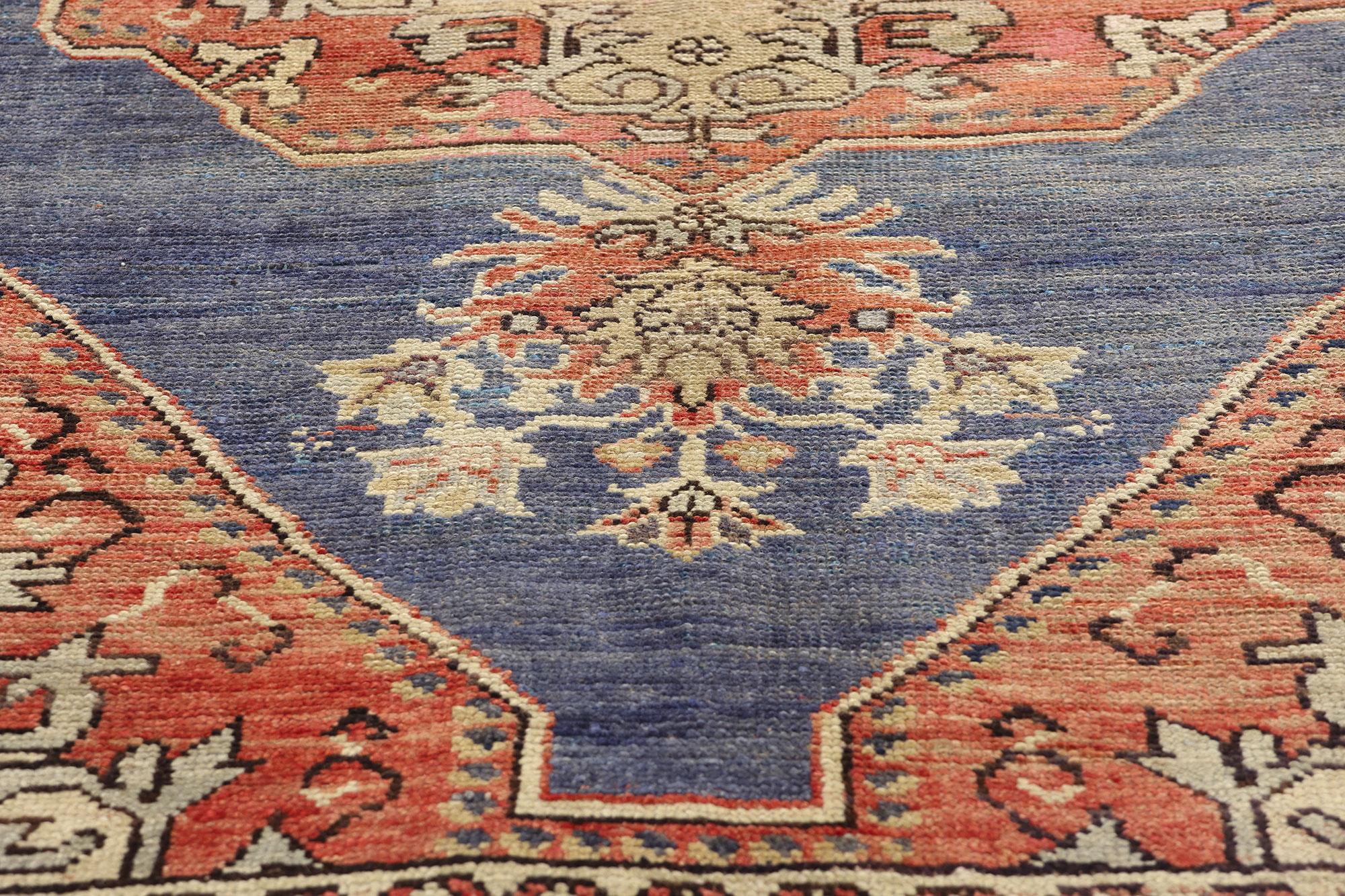 20th Century Vintage Blue Turkish Oushak Carpet For Sale