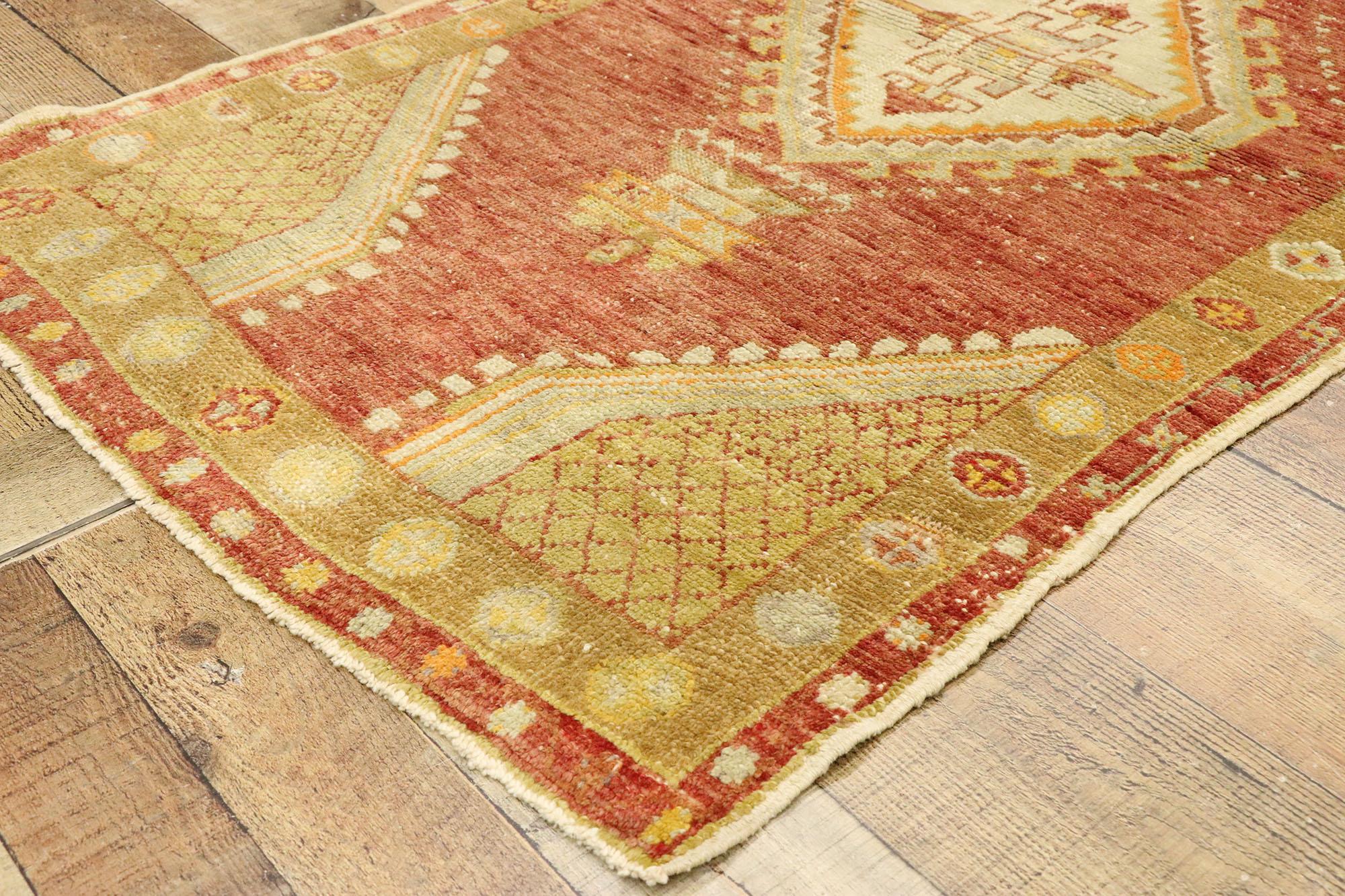 Wool Vintage Turkish Oushak Rug with Modern Rustic Style For Sale