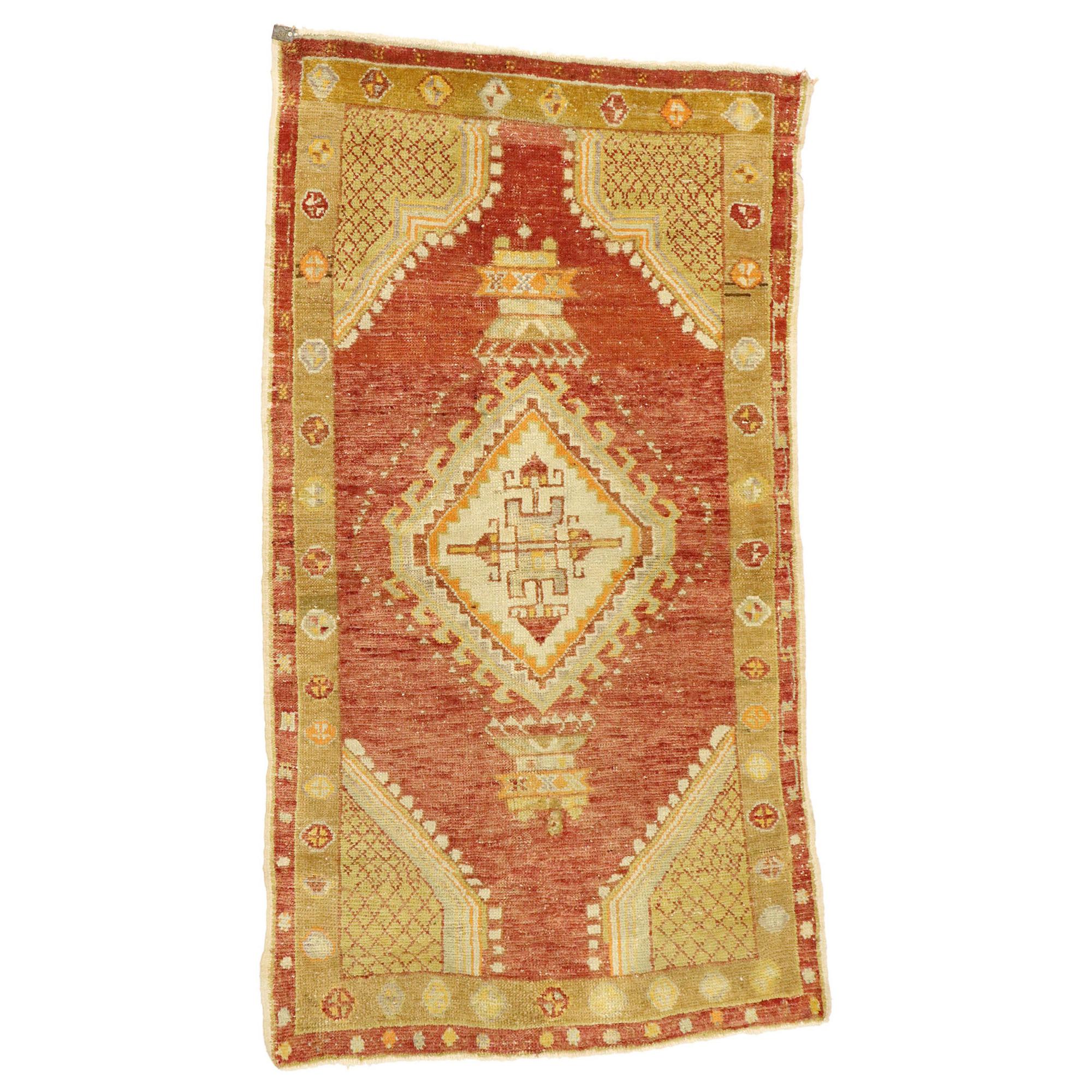Vintage Turkish Oushak Rug with Modern Rustic Style For Sale