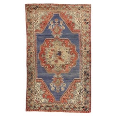 Tapis d'Oushak turc bleu vintage