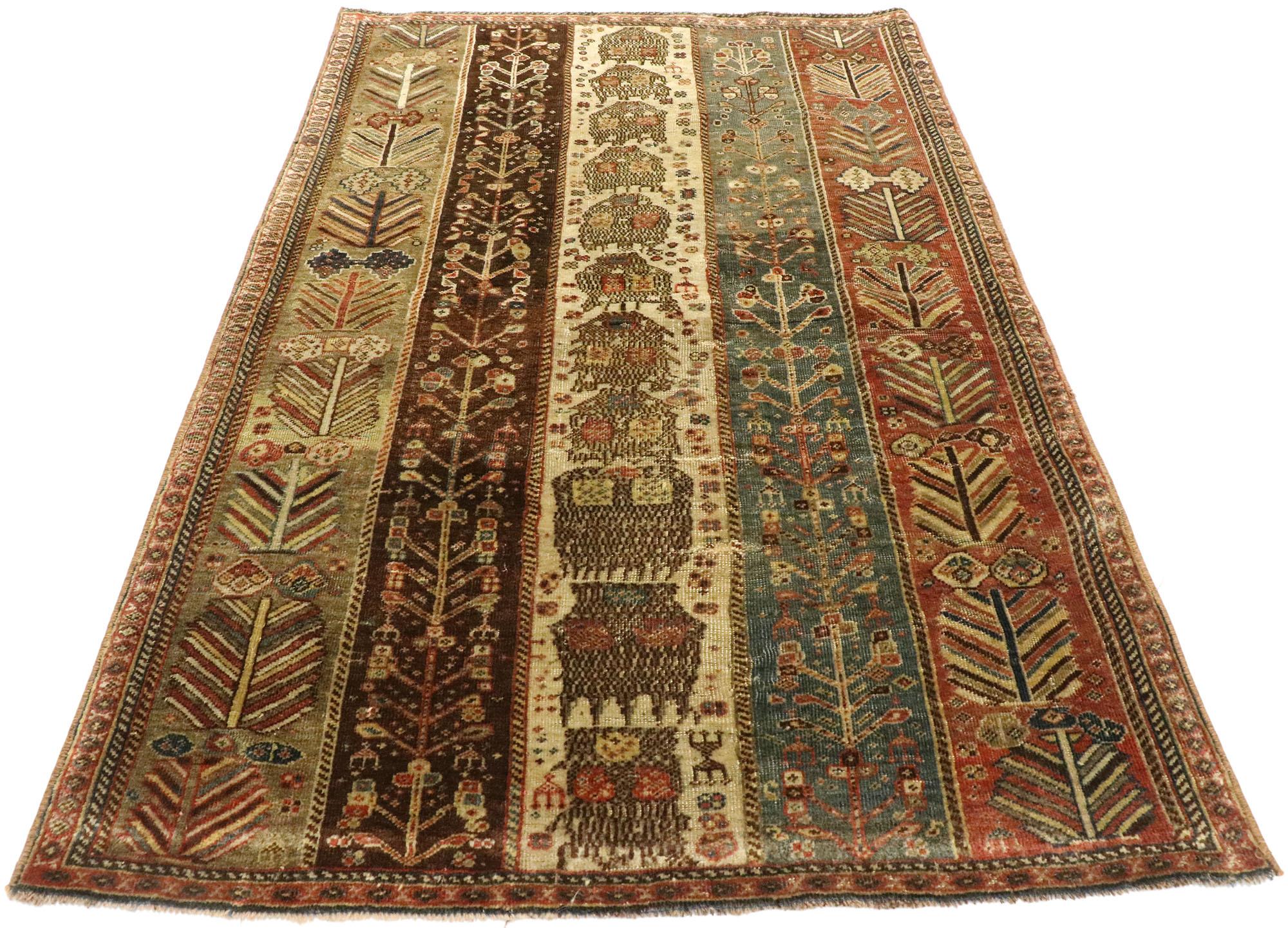 Hand-Knotted Vintage Turkish Oushak Rug with Modern Rustic Tribal Style For Sale