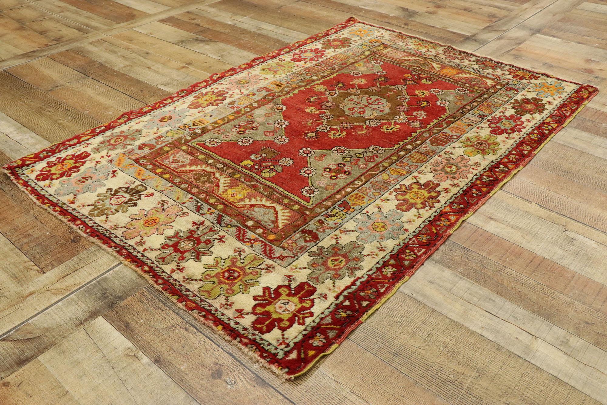 Wool Vintage Turkish Oushak Rug with Modern Rustic Tribal Style For Sale