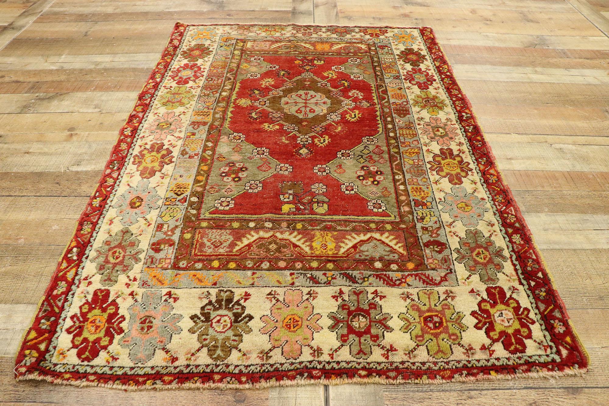 Vintage Turkish Oushak Rug with Modern Rustic Tribal Style For Sale 2