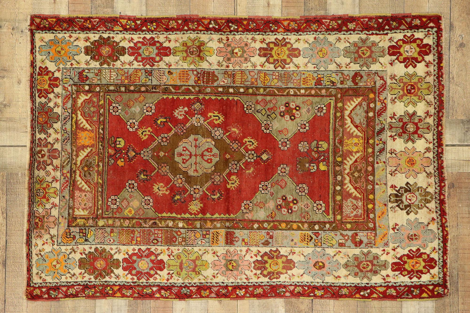 Vintage Turkish Oushak Rug with Modern Rustic Tribal Style For Sale 3
