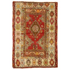 Türkischer Oushak-Teppich im modernen rustikalen Stammesstil, Vintage
