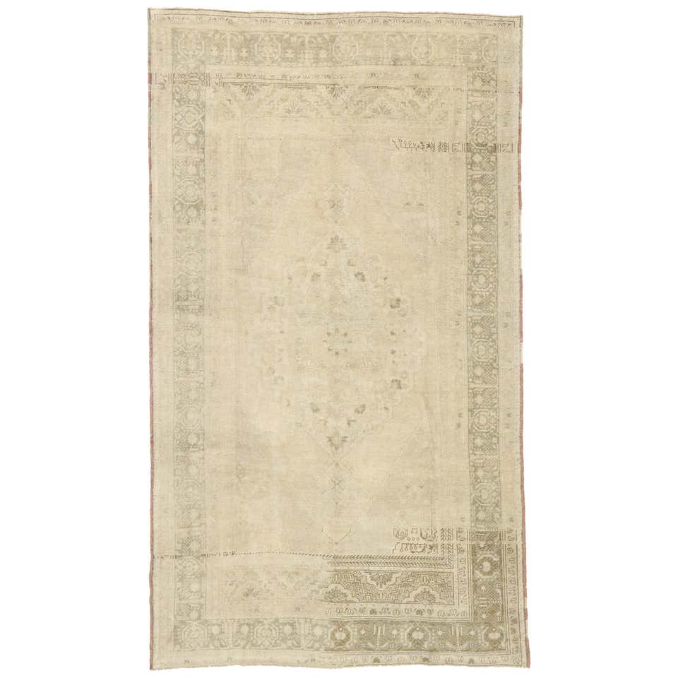 Vintage Turkish Oushak Rug with Modern Shaker Style and Soft Subtle ...